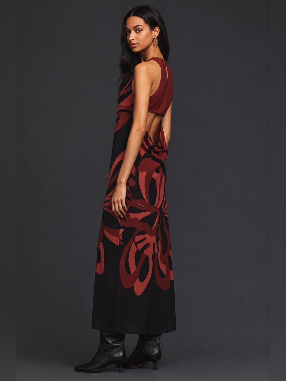 FARM Rio for Anthropologie Tropical Print Open Back Maxi Dress Size M NWT